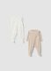 2-pack of white and beige printed organic cotton sleepsuits_0