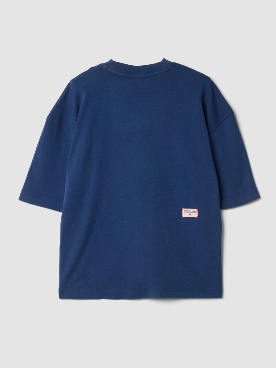 T-shirt blu girocollo in puro cotone boxy fit_2