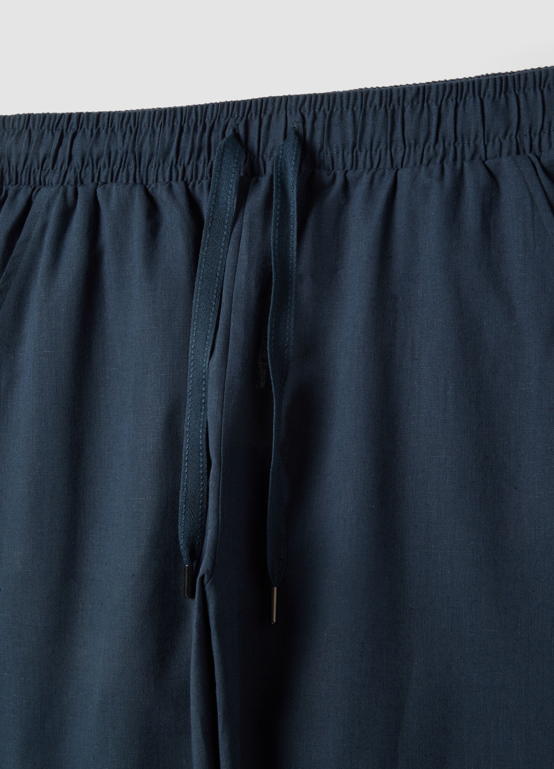 Gr&uuml;ne Pyjamahose aus Baumwoll-Leinen-Mix, Relaxed Fit
