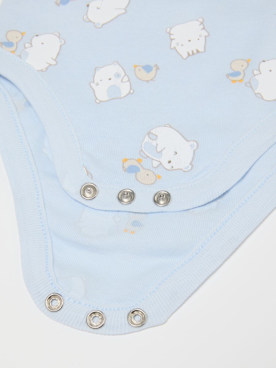 Multicoloured short-sleeve infant bodysuit tripack in pure cotton_2