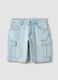 Regular fit azure denim pure cotton Bermuda shorts_5