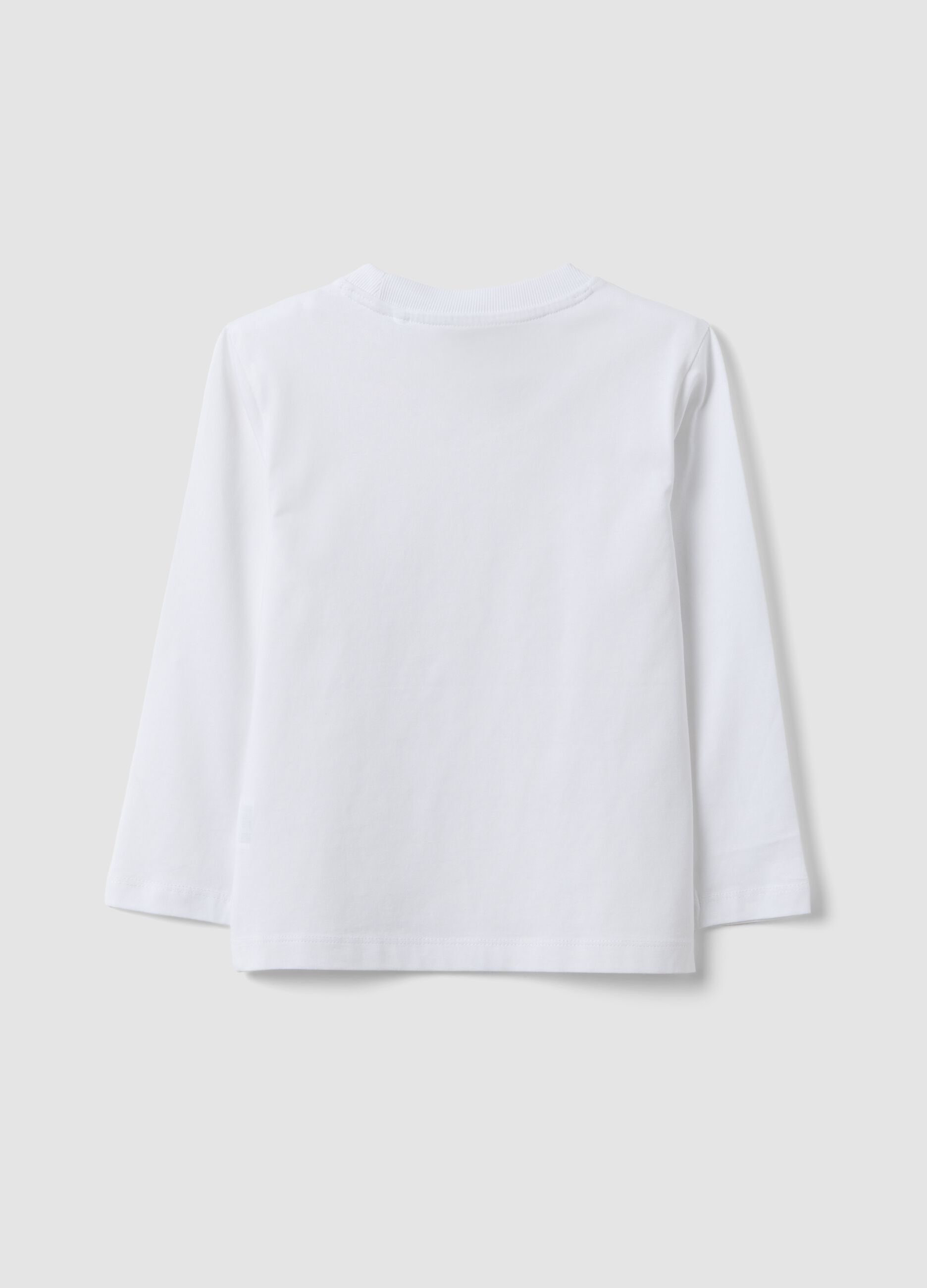 White pure organic cotton crew-neck T-shirt for boys, regular fit