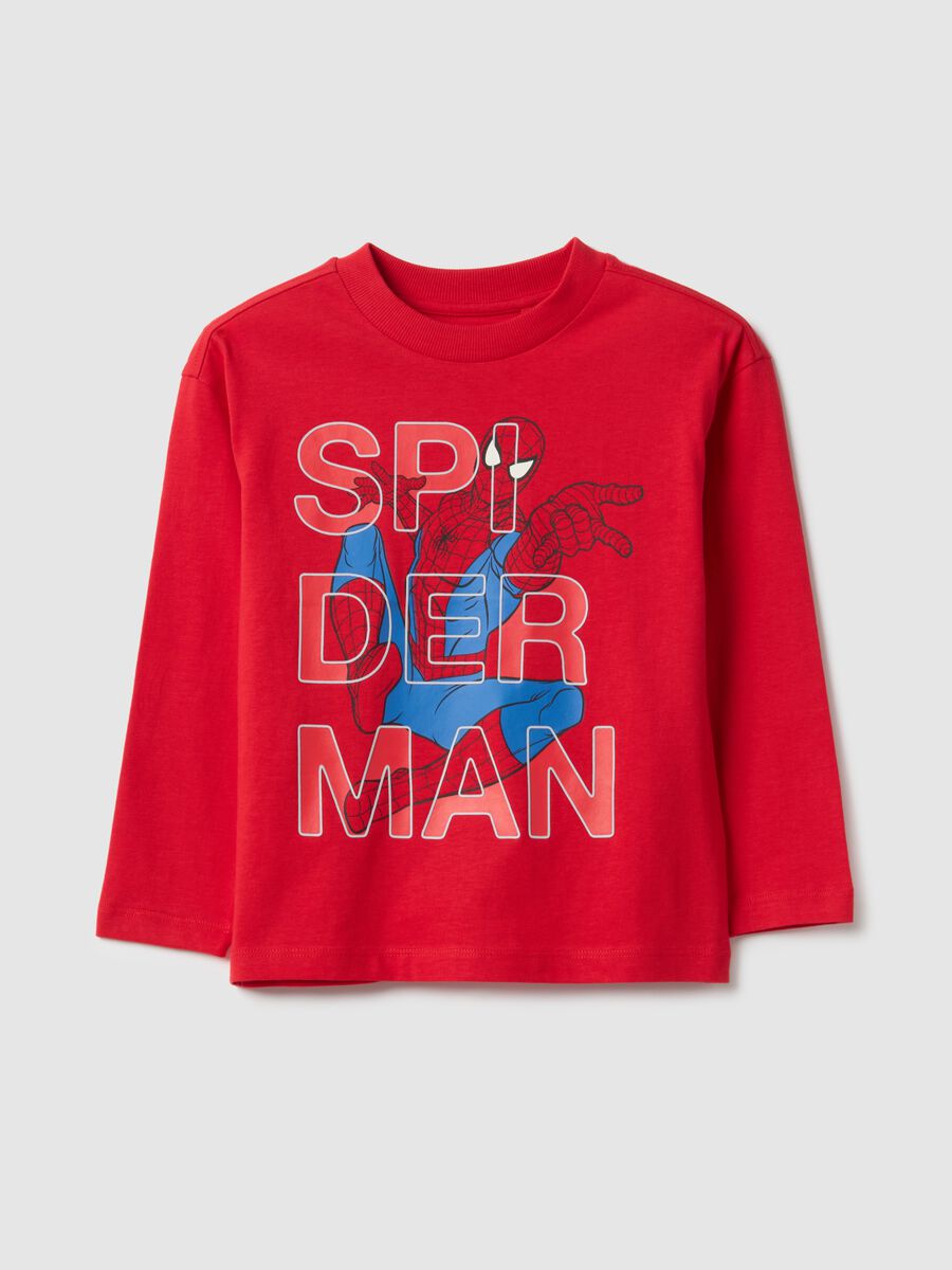 Children's red T-shirt in pure cotton over fit with SpiderMan print_0