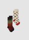2er-Pack lange Socken in Braun und Gr&uuml;n aus elastischer Bio-Baumwolle_0