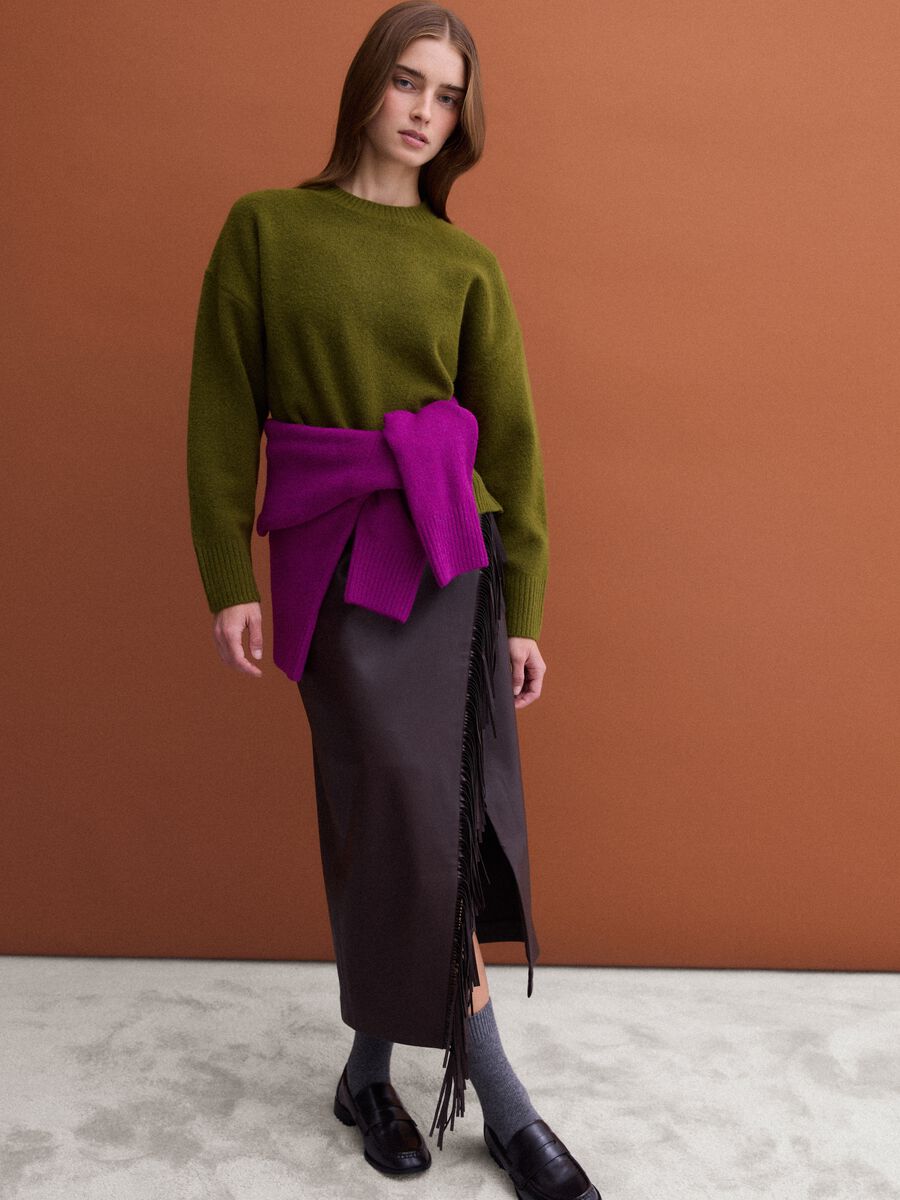 Olive green stretch wool crew-neck jumper_1