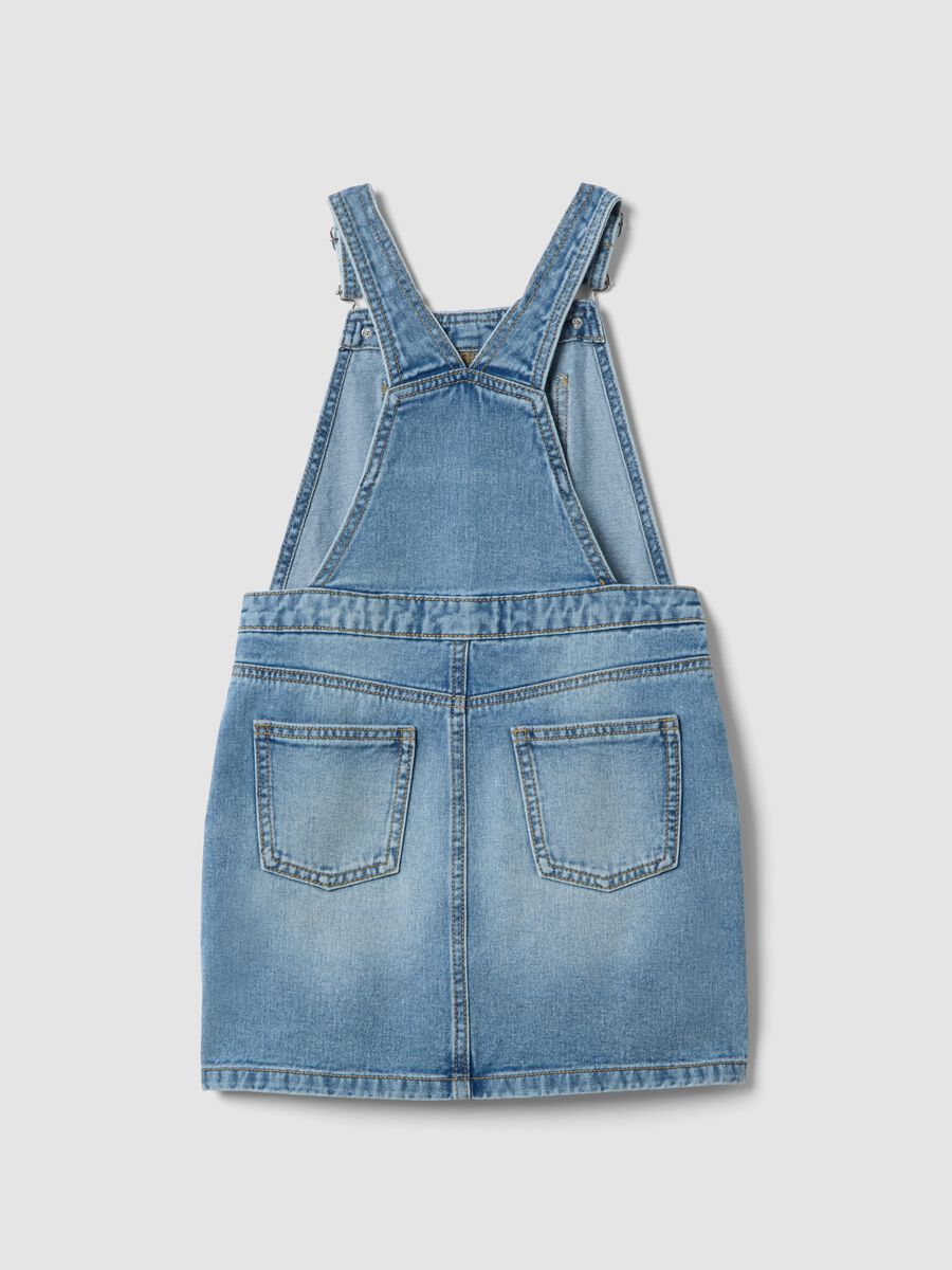 Peto vaquero azul 100% algod&oacute;n para ni&ntilde;a con bordado de Minnie_1