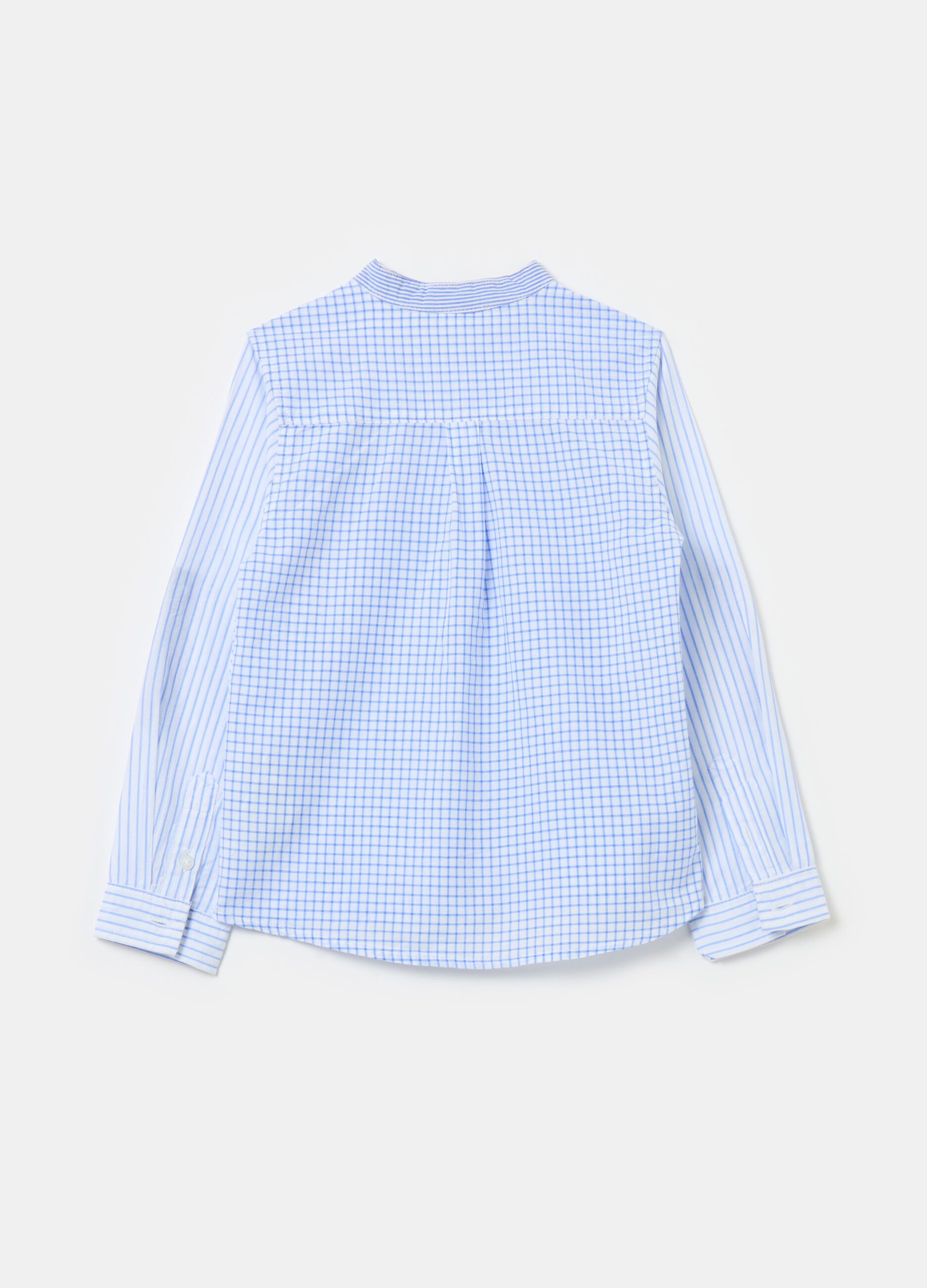 Check and striped shirt in cotton