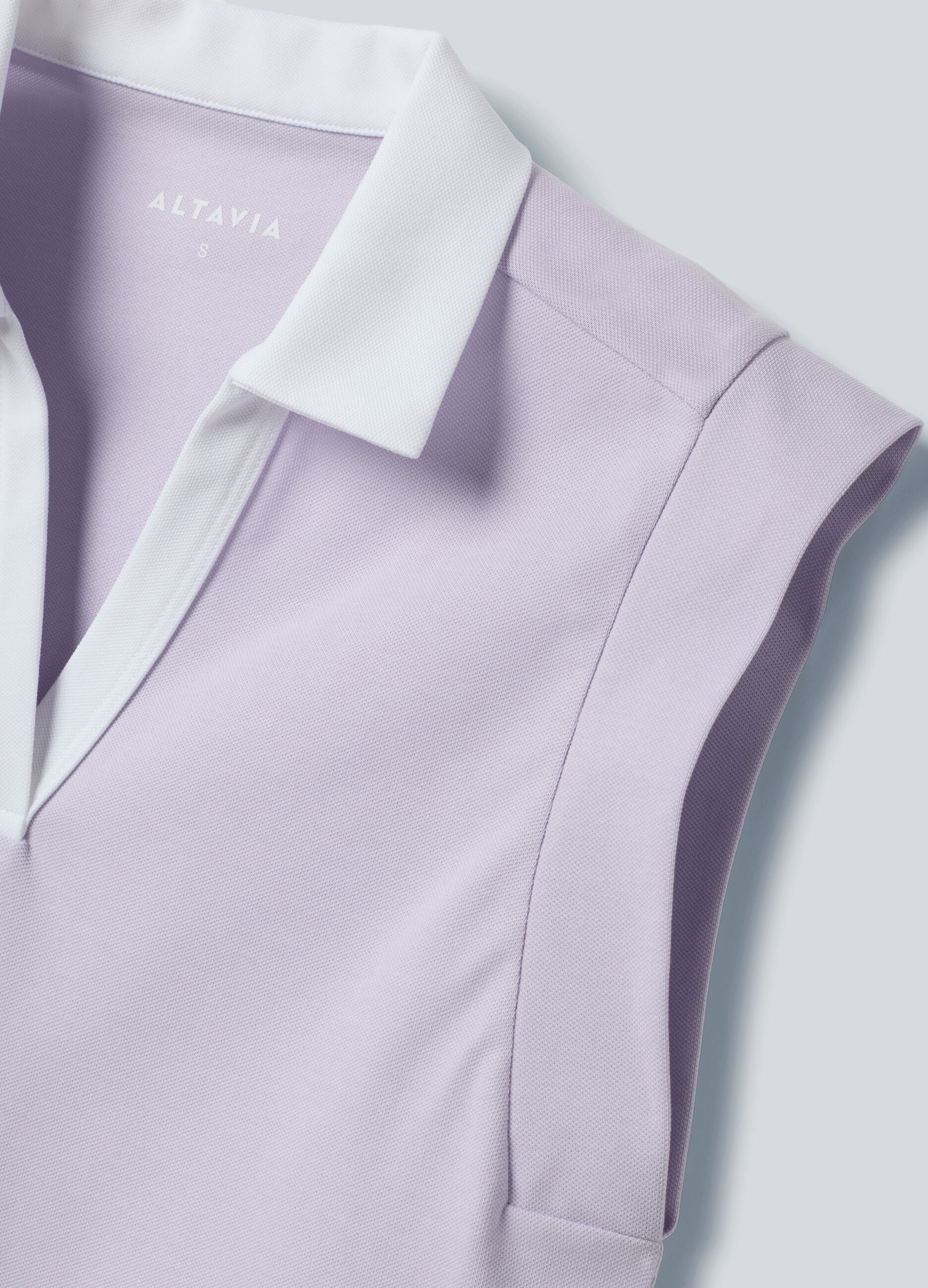 Violettes &auml;rmelloses ALTAVIA COURT Poloshirt aus Stretch-Baumwolle mit klassischem Kragen