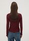 Burgundy pure cotton long-sleeve crew-neck T-shirt, regular fit_3