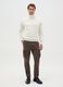 Slim fit stretchy cotton brown cargo trousers_1