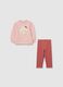 Girl's pink cotton sweatshirt and leggings set regular fit_0