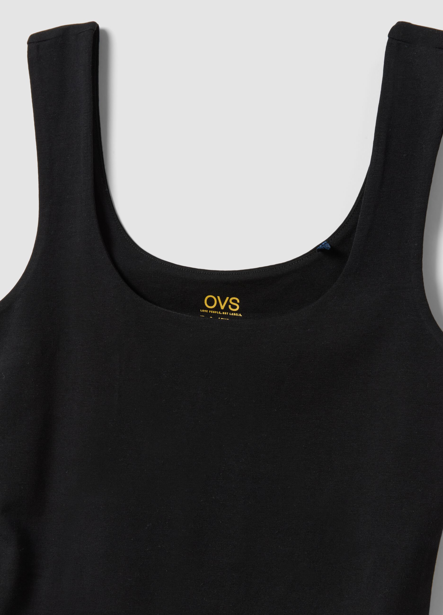 Schwarzes, figurbetontes Tanktop aus Stretch-Baumwolle