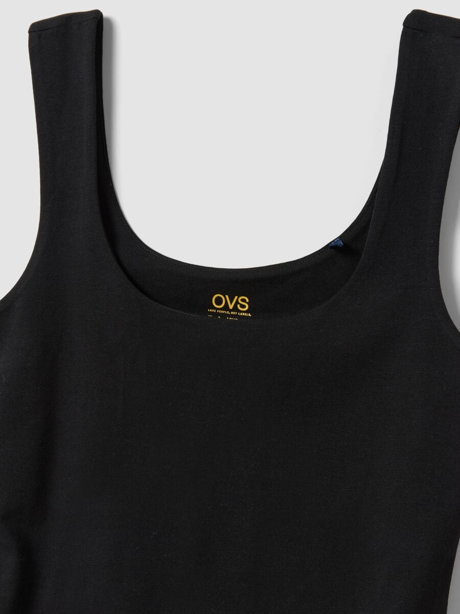 Black fitted stretch-cotton tank top_6