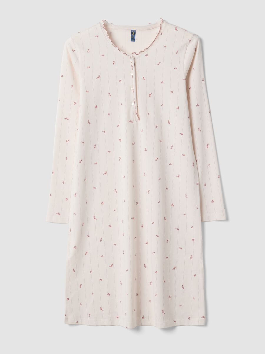 Pink pure organic cotton nightdress with round neckline_0
