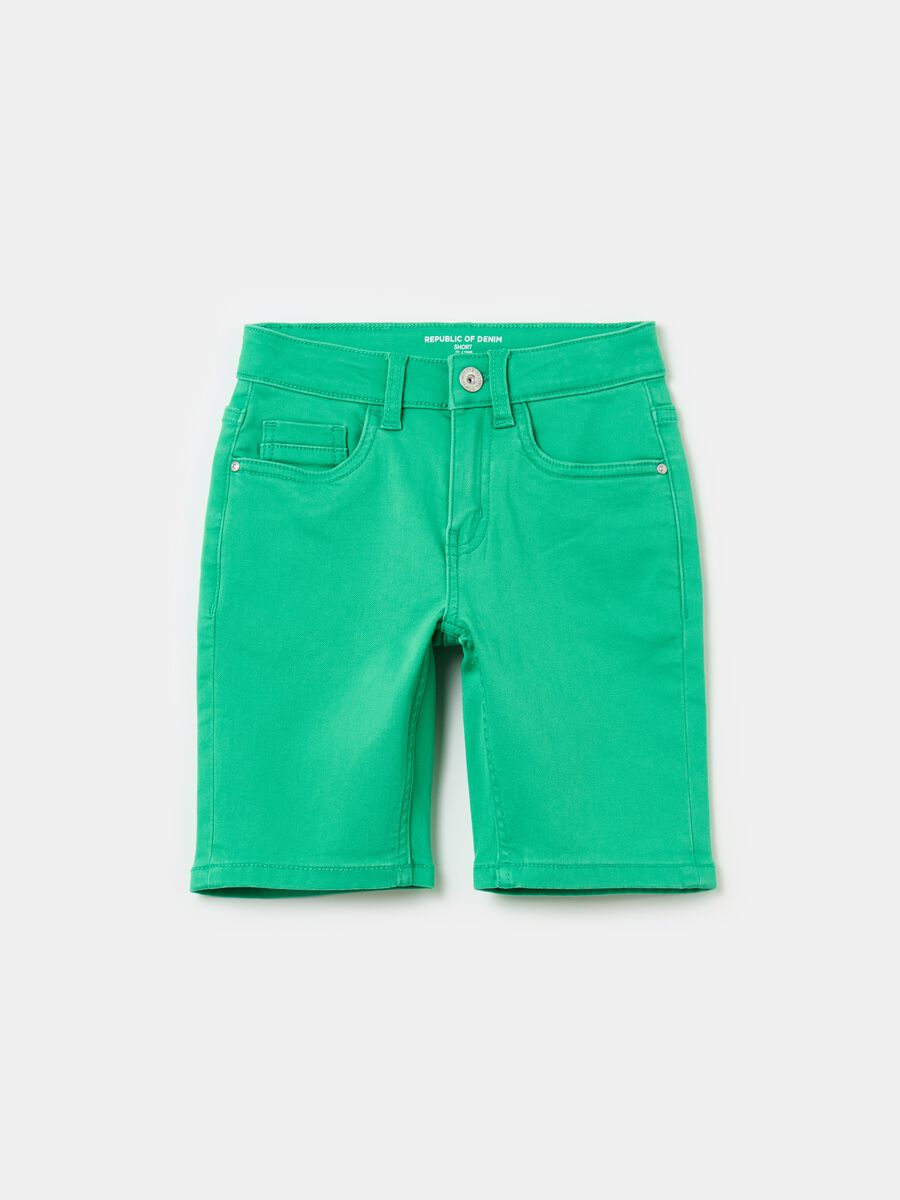 Denim Bermuda shorts with five pockets_0