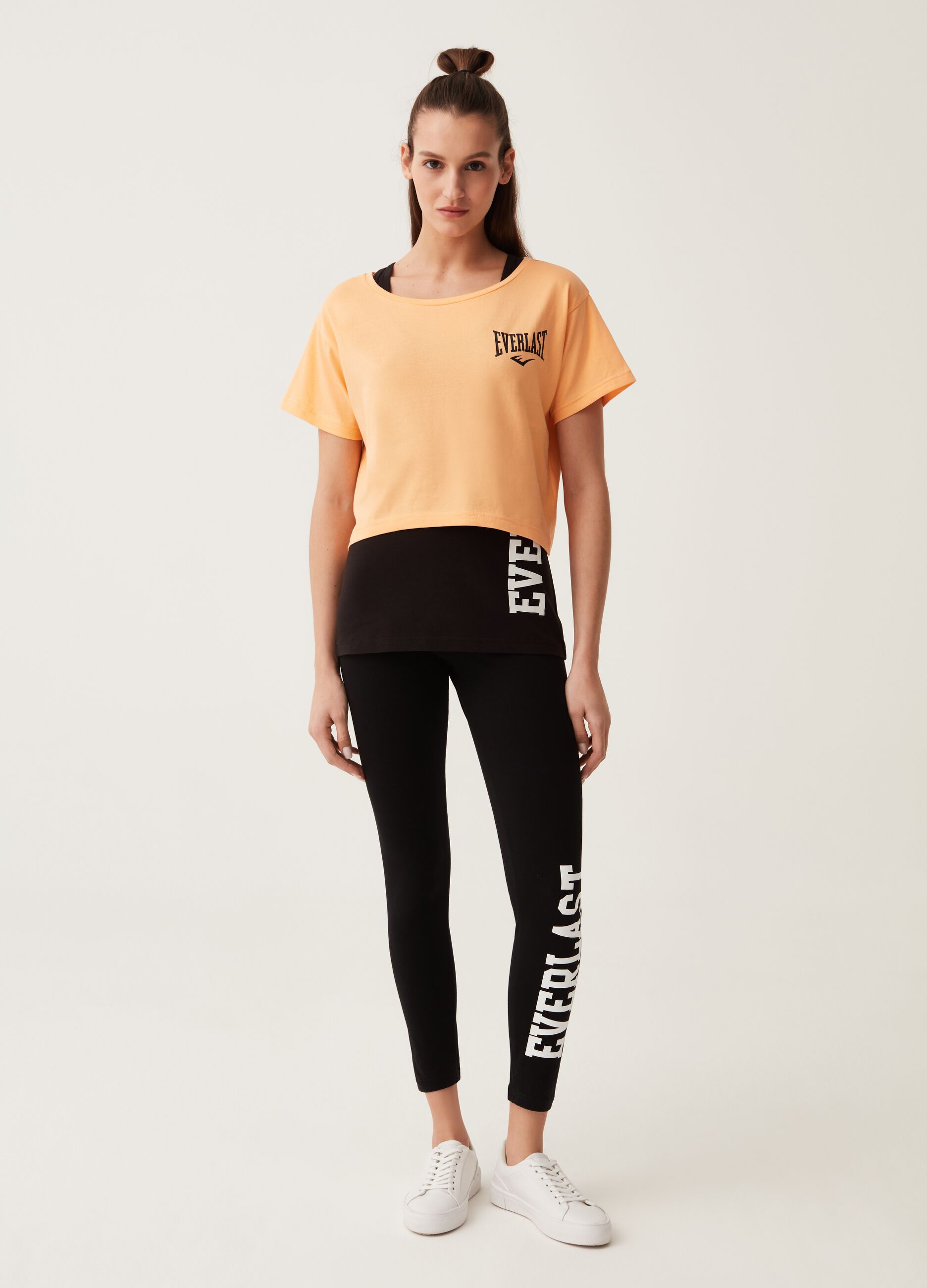 EVERLAST Woman's Orange/Black Stretch cotton leggings with