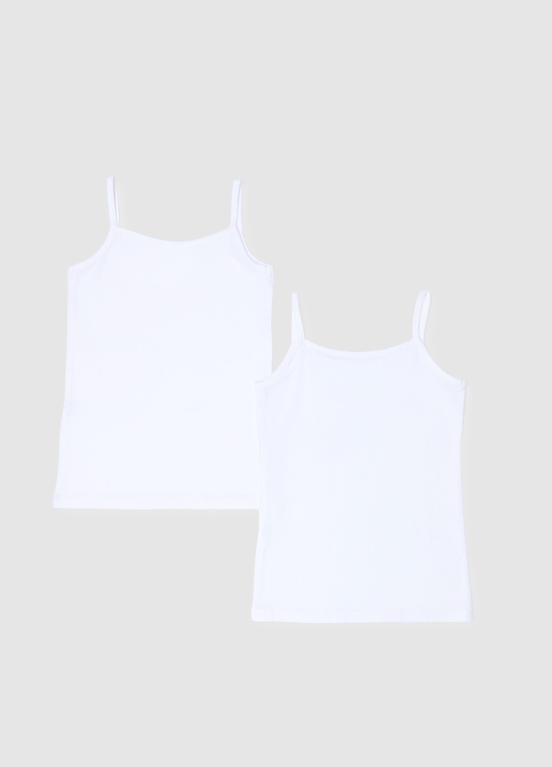 Zweierpack M&auml;dchenunterhemden aus wei&szlig;em Stretch-Baumwollstoff im regular Fit