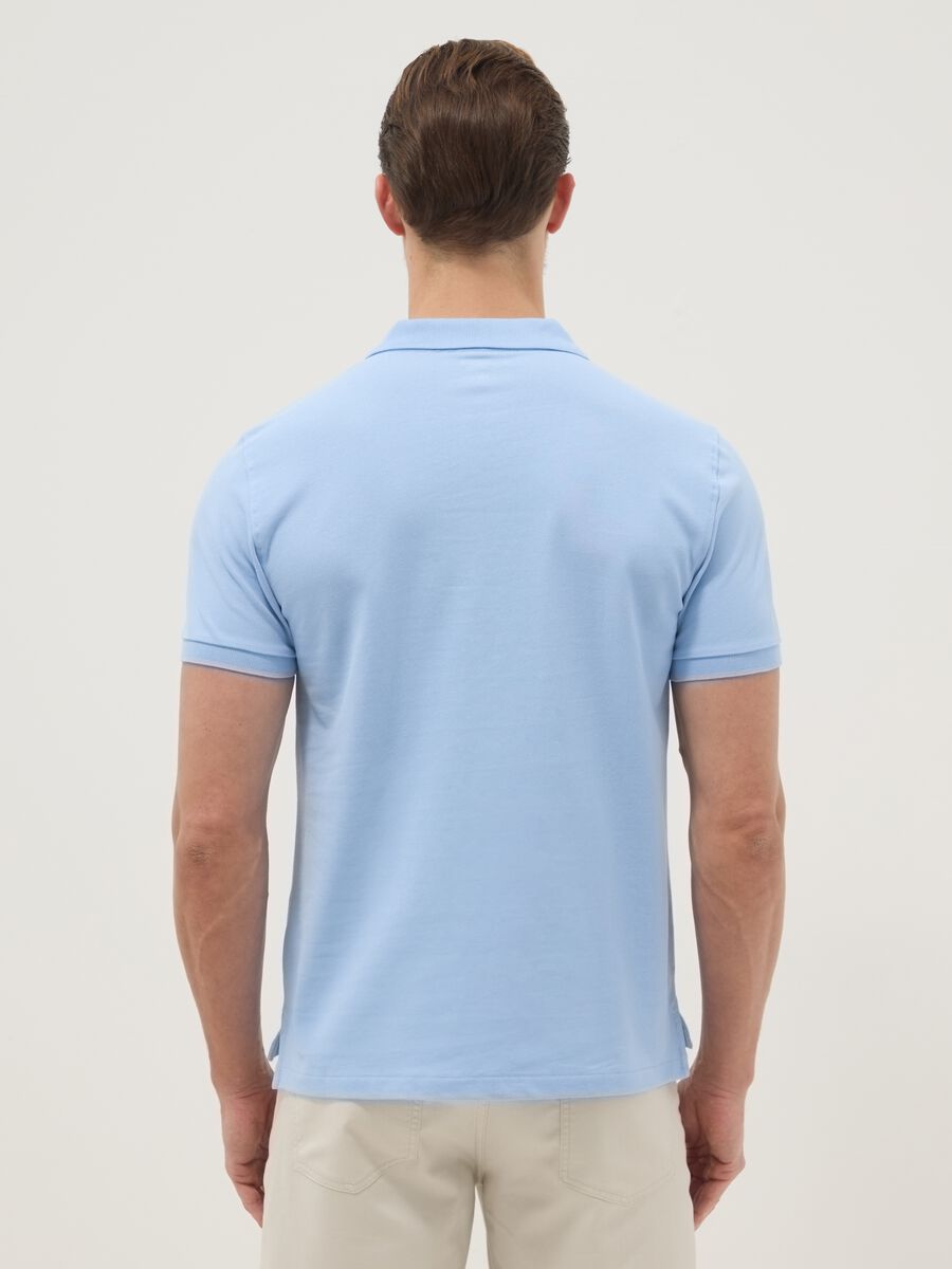 Light Blue Short Sleeve Pure Cotton Polo Slim Fit_3