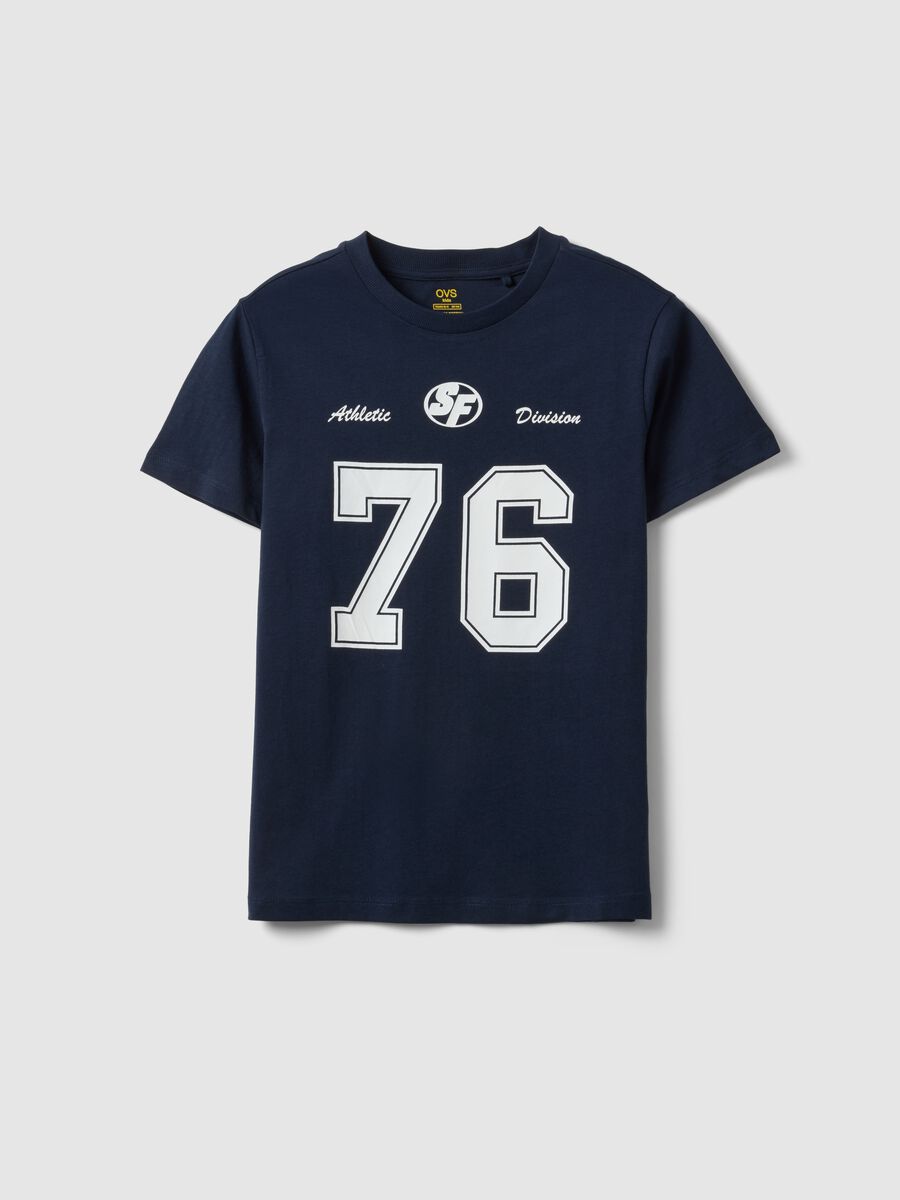 T-shirt bleu gar&ccedil;on en pur coton, coupe regular, avec imprim&eacute;_3