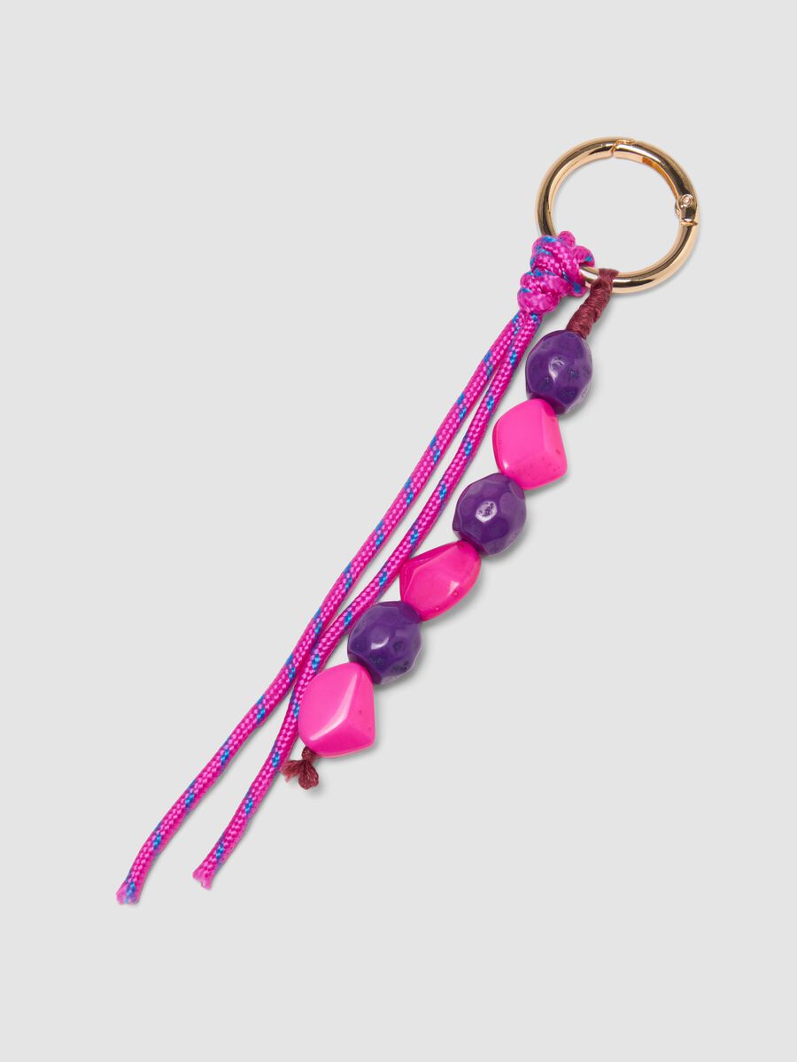 Red keyring with decorative crab and beads_2