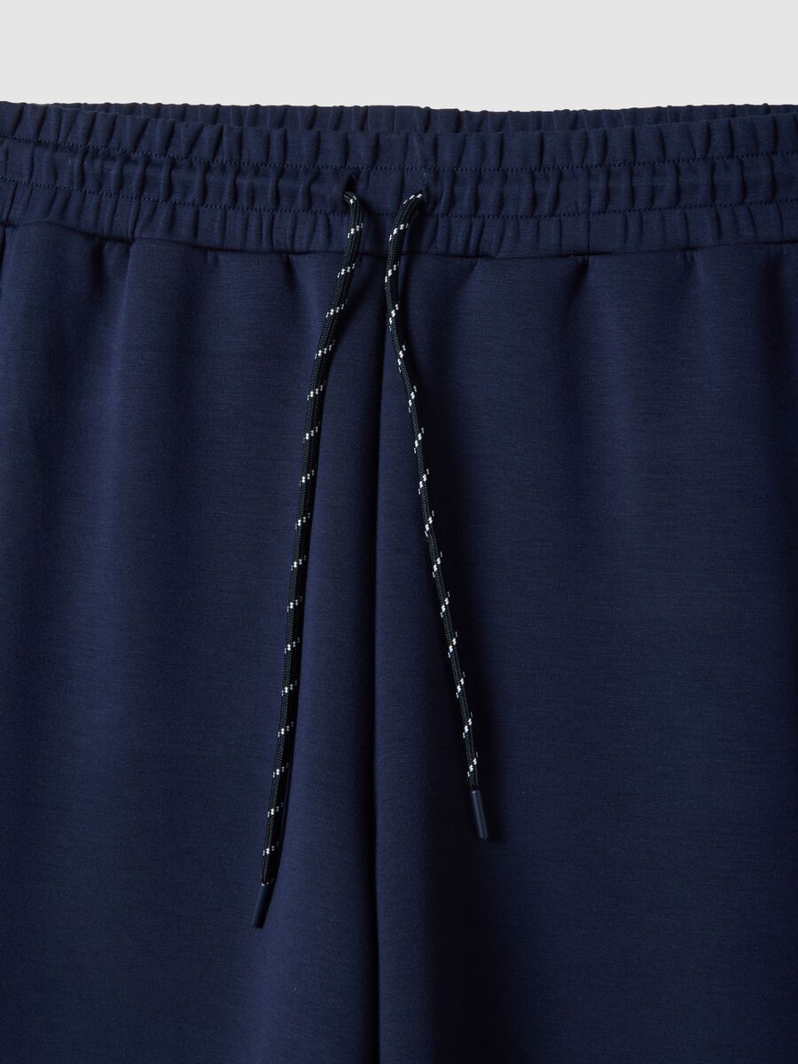Blue wide leg trousers in stretch modal blend_5