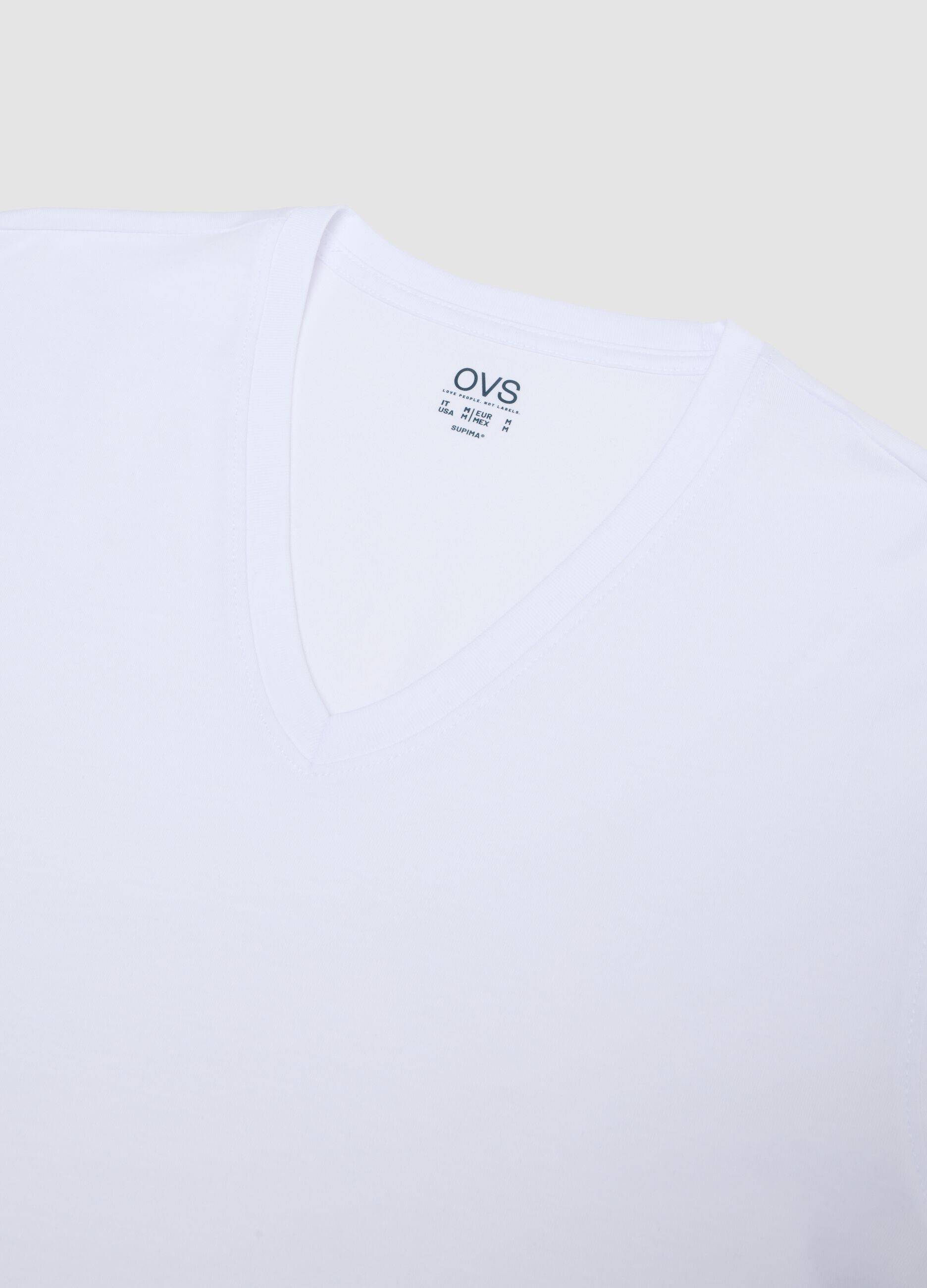White pure Supima cotton V-neck T-shirt, regular fit