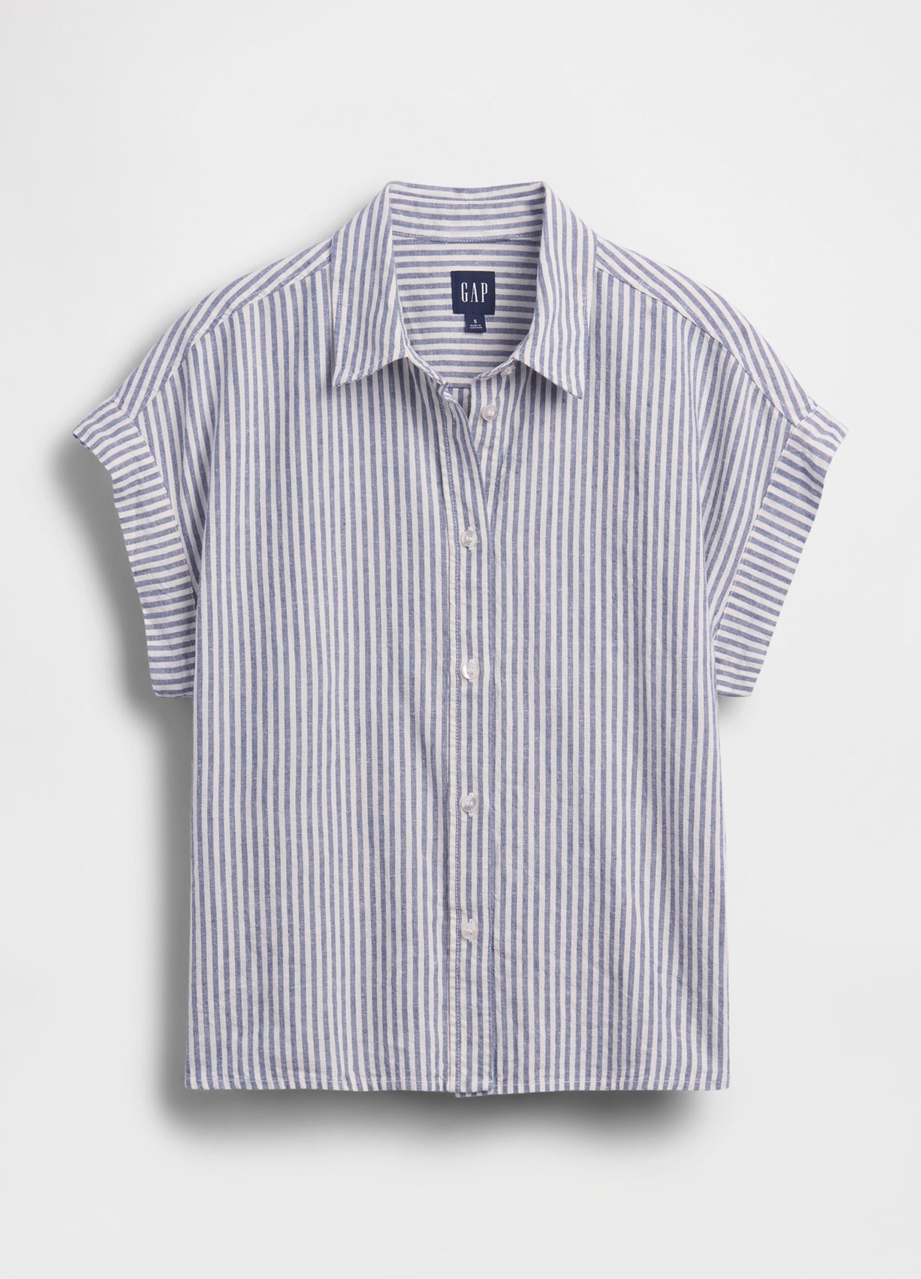 Striped linen-blend shirt