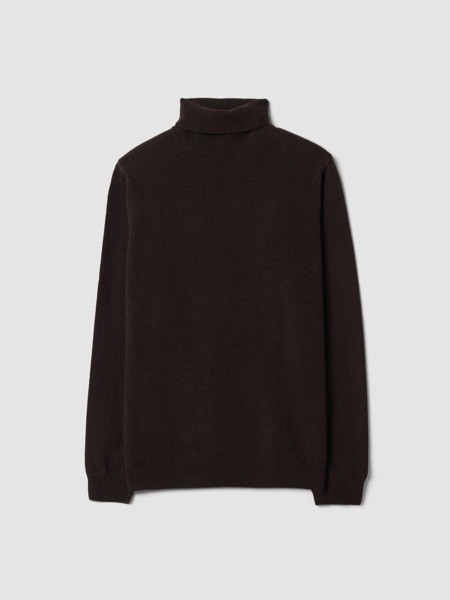 Brown pure lambswool roll-neck jumper_4