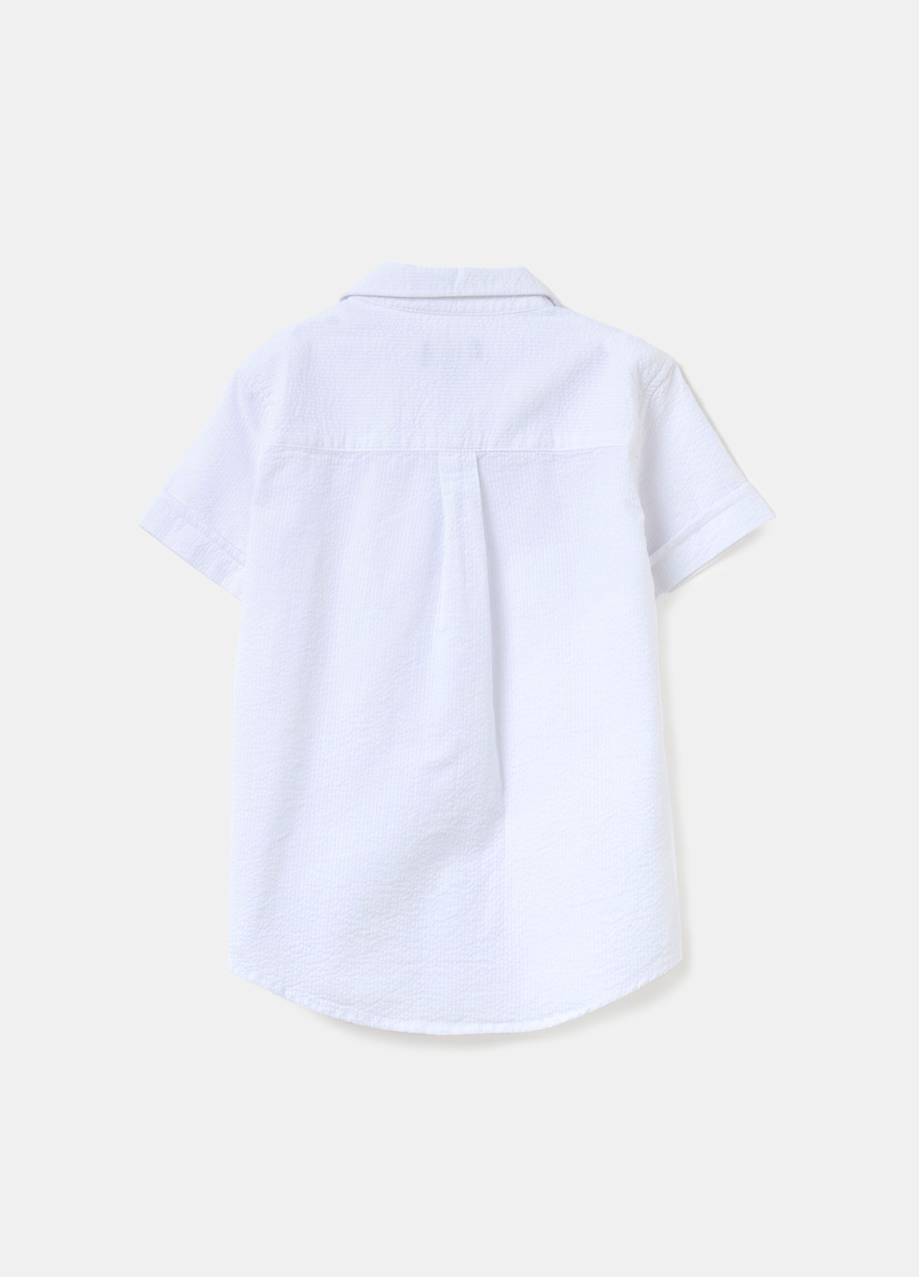 Camisa de algodón texturado de rayas