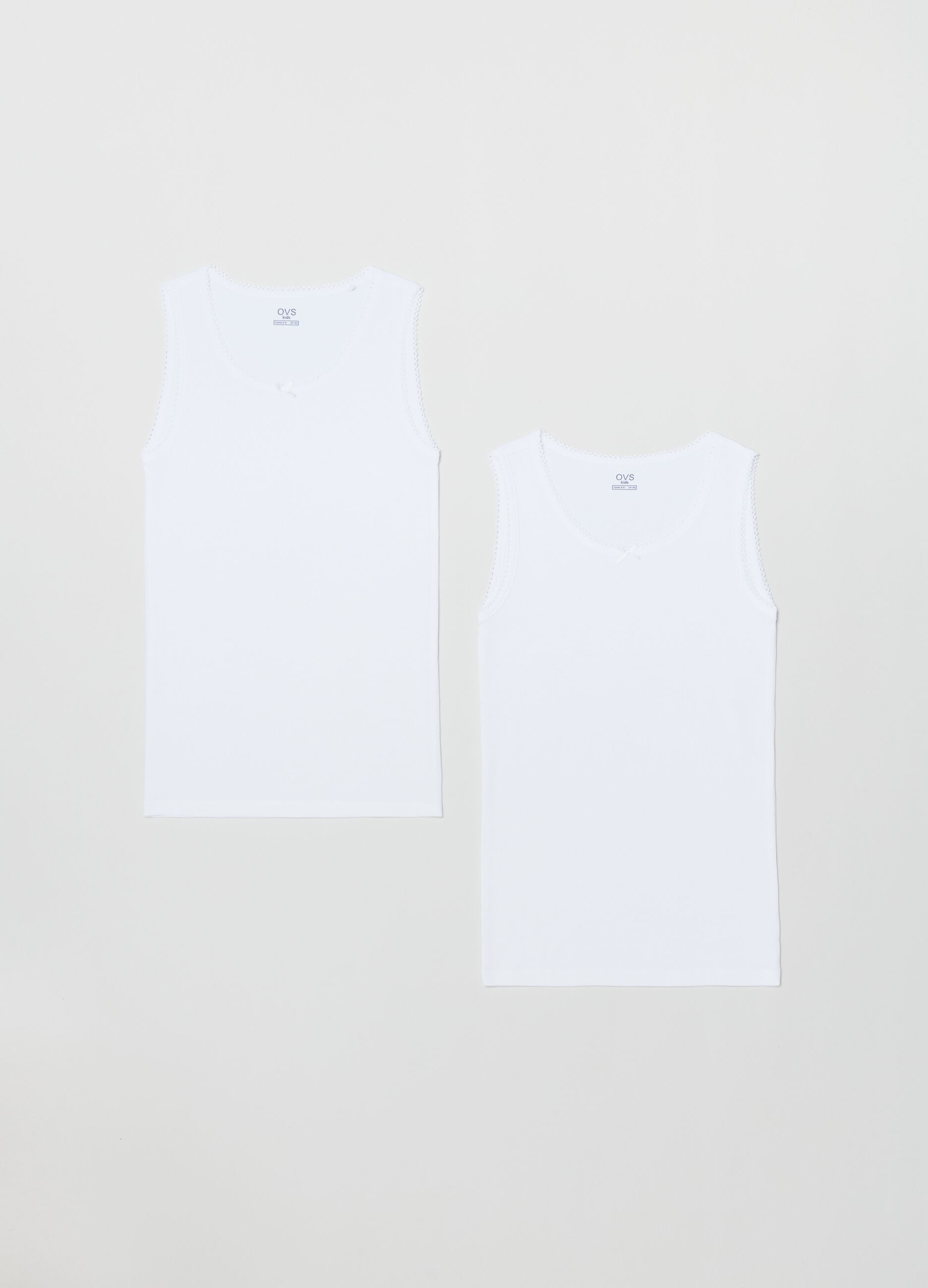 Two-pack cotton vests with bow_0