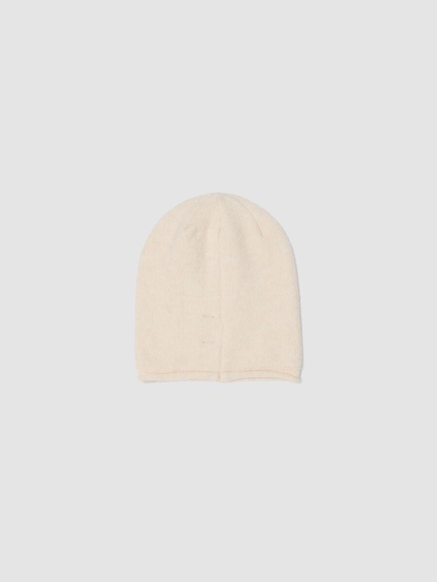 Beige stretchy jersey knit hat_1