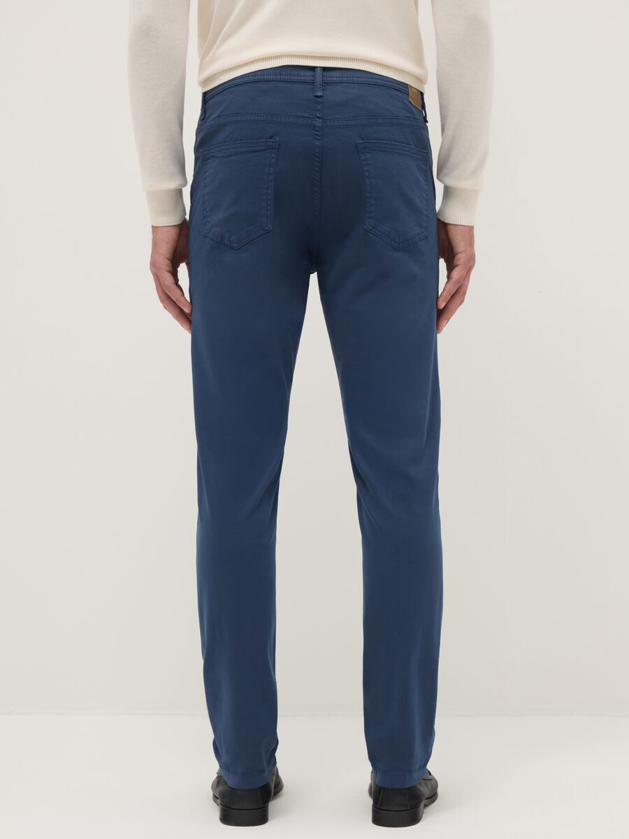 Blue cotton stretch skinny fit trousers_2