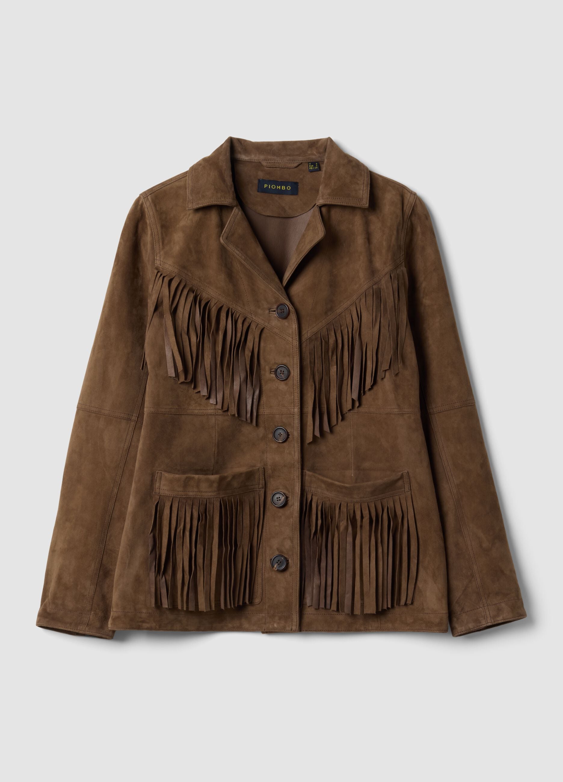 Brown fringed genuine leather jacket &ndash; regular fit