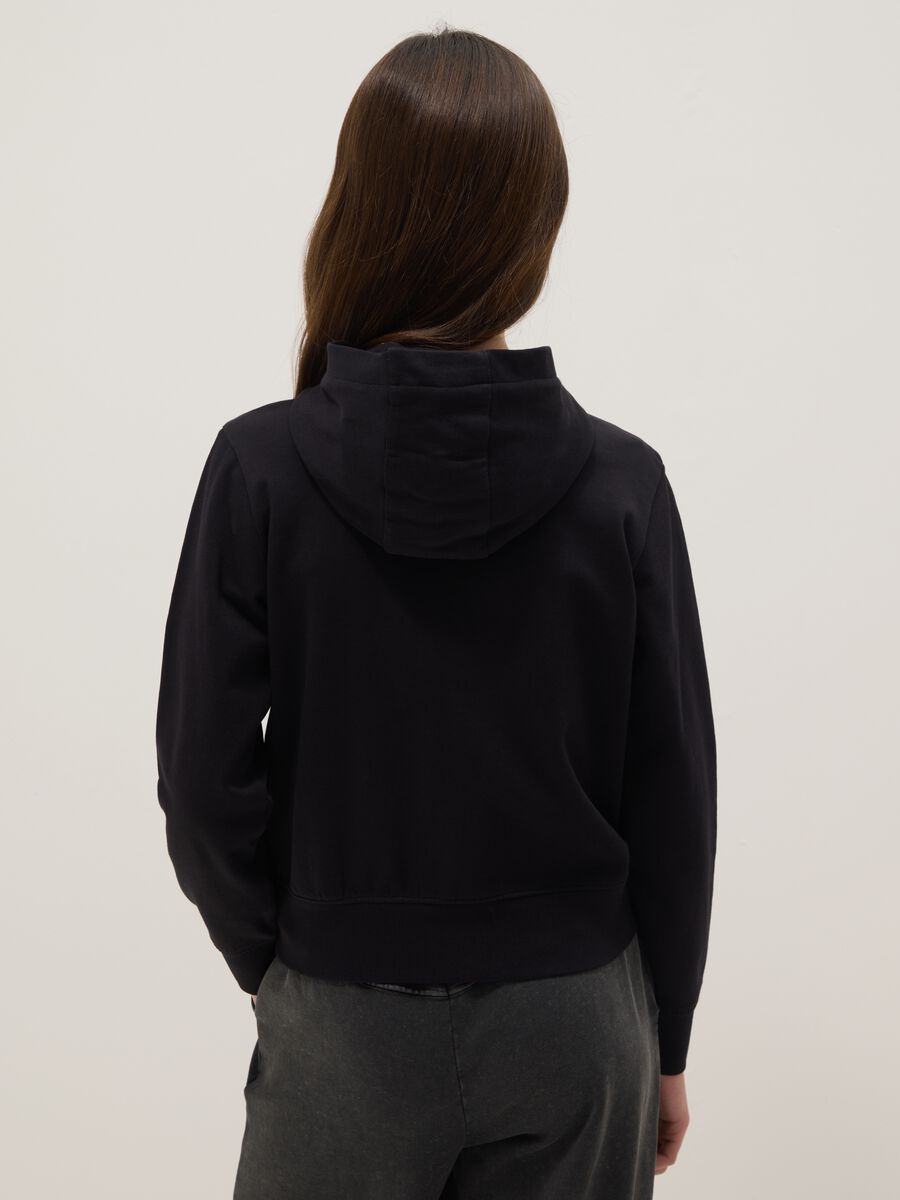 Girls' regular fit black pure cotton sweatshirt with zip_1