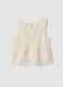 Girls&rsquo; white pure cotton tank top with floral open-knit pattern_1