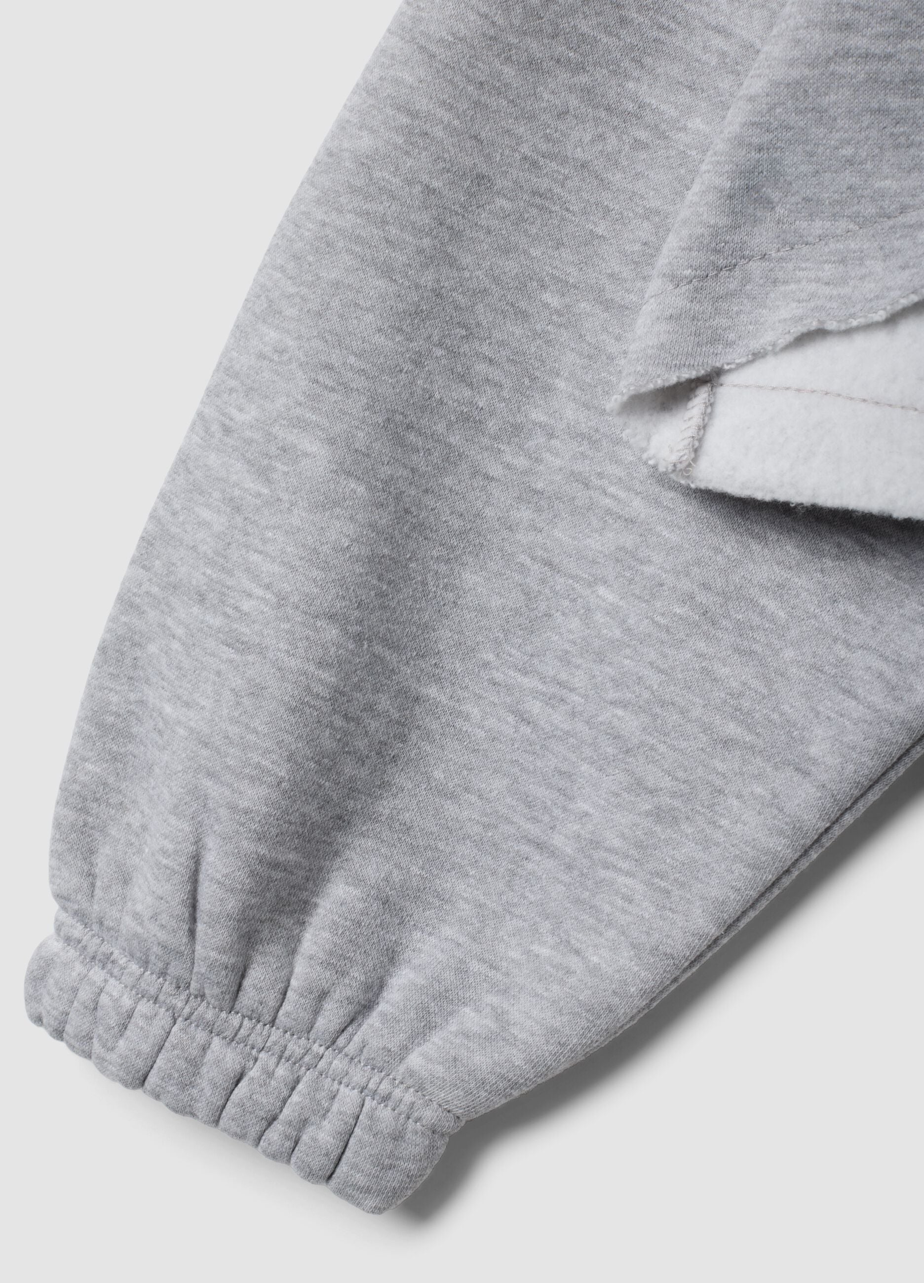 Sweatshirt cropped cinzenta em mistura de algod&atilde;o