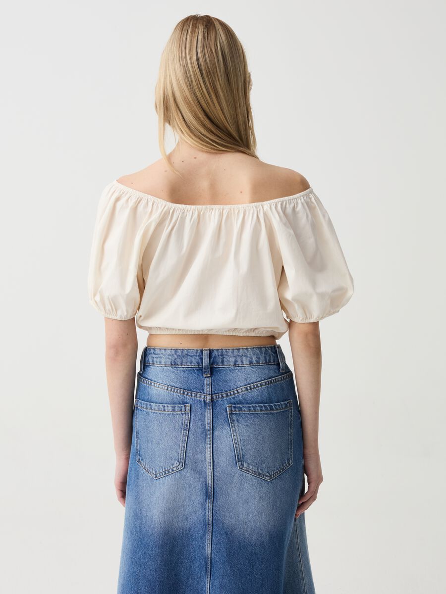 Crop top in cotton with bare shoulders_2