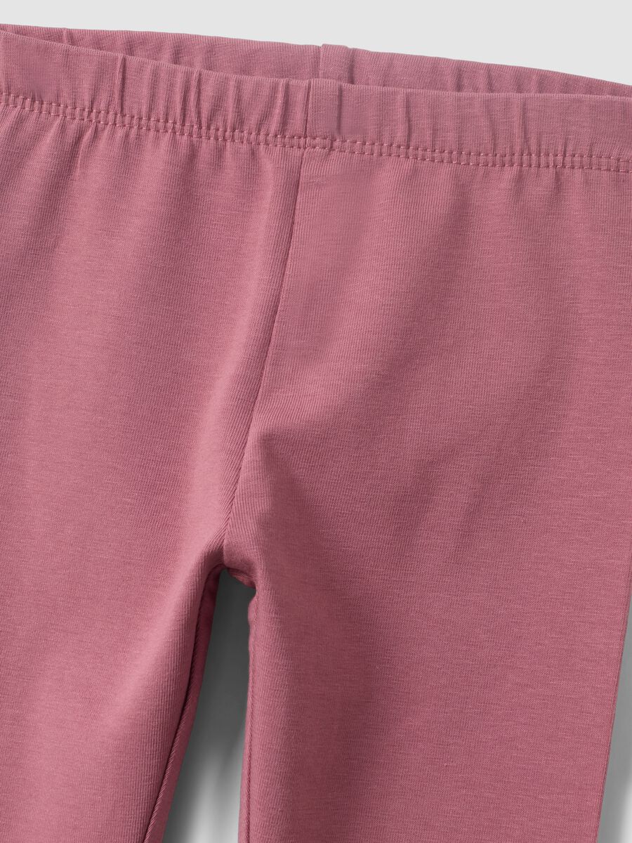 Purple slim-fit organic cotton blend leggings for baby girl_2