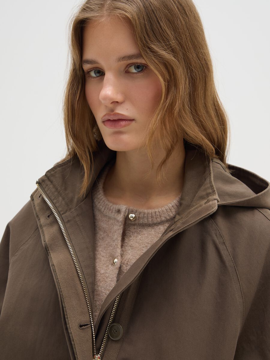 Brown regular fit cotton blend jacket_3