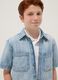 Light blue short-sleeve pure cotton denim shirt_2