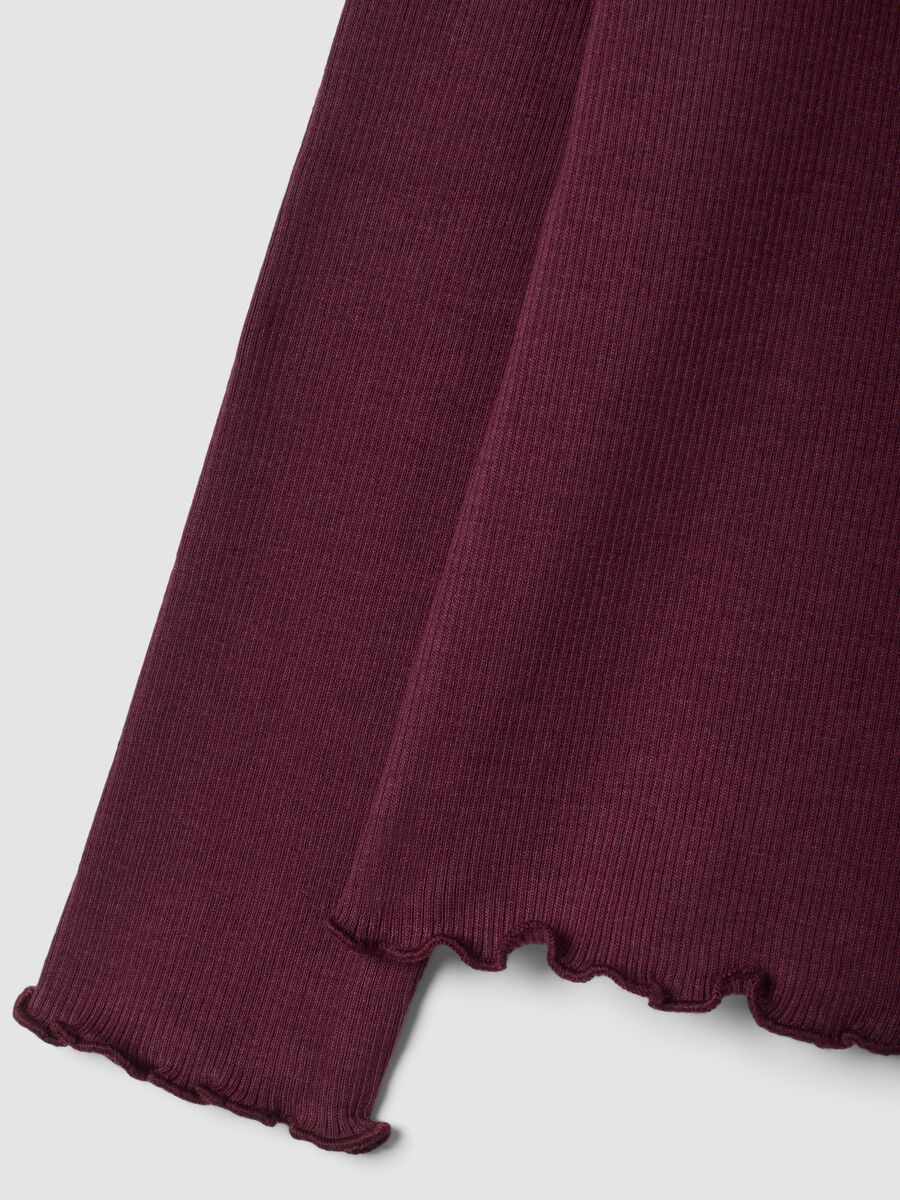 Purple organic stretch cotton T-shirt with mock neck_3