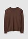 Brown cotton and linen crew neck pullover regular fit_4