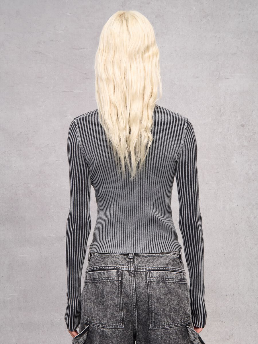 Full-Zip Ribbed Knit Vintage Grey_3