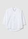 White broderie anglaise pure cotton shirt with Mandarin collar, regular fit_4