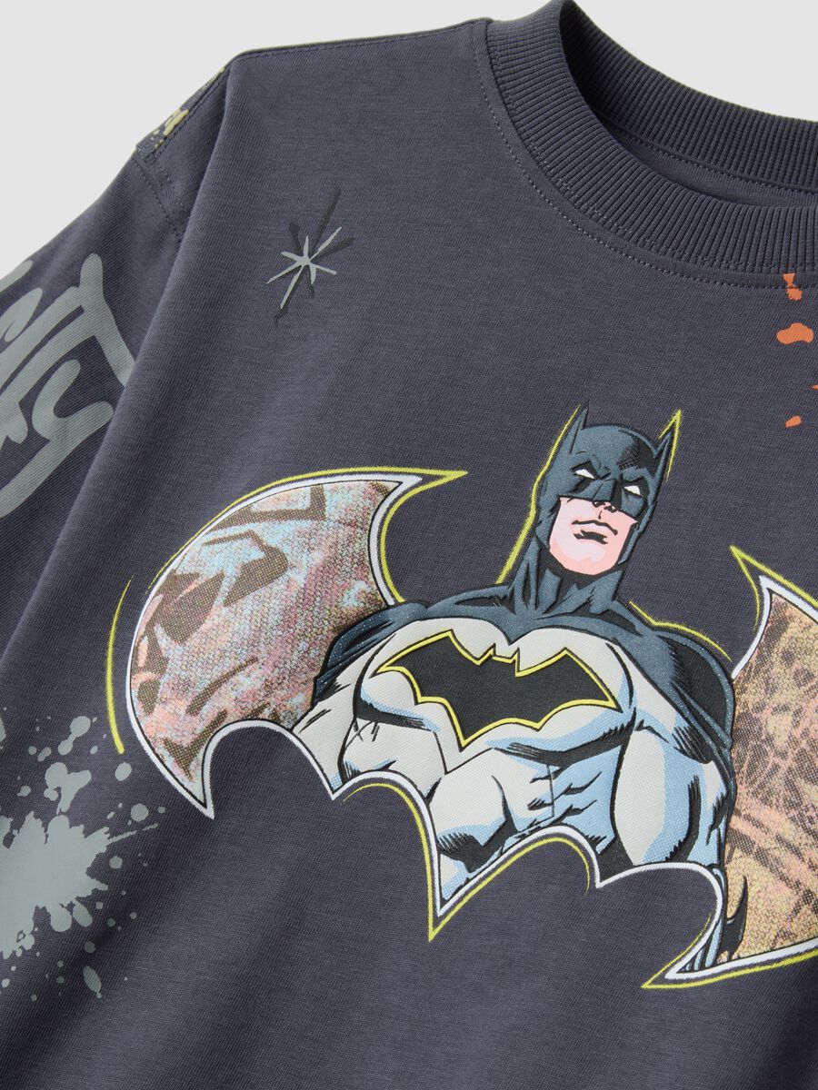 Blue pure cotton short-sleeve Batman print T-shirt_3
