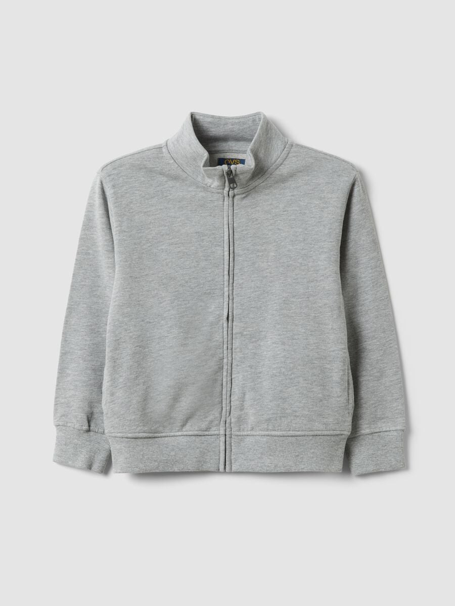 Grey organic cotton sweatshirt with high neck for boys_0
