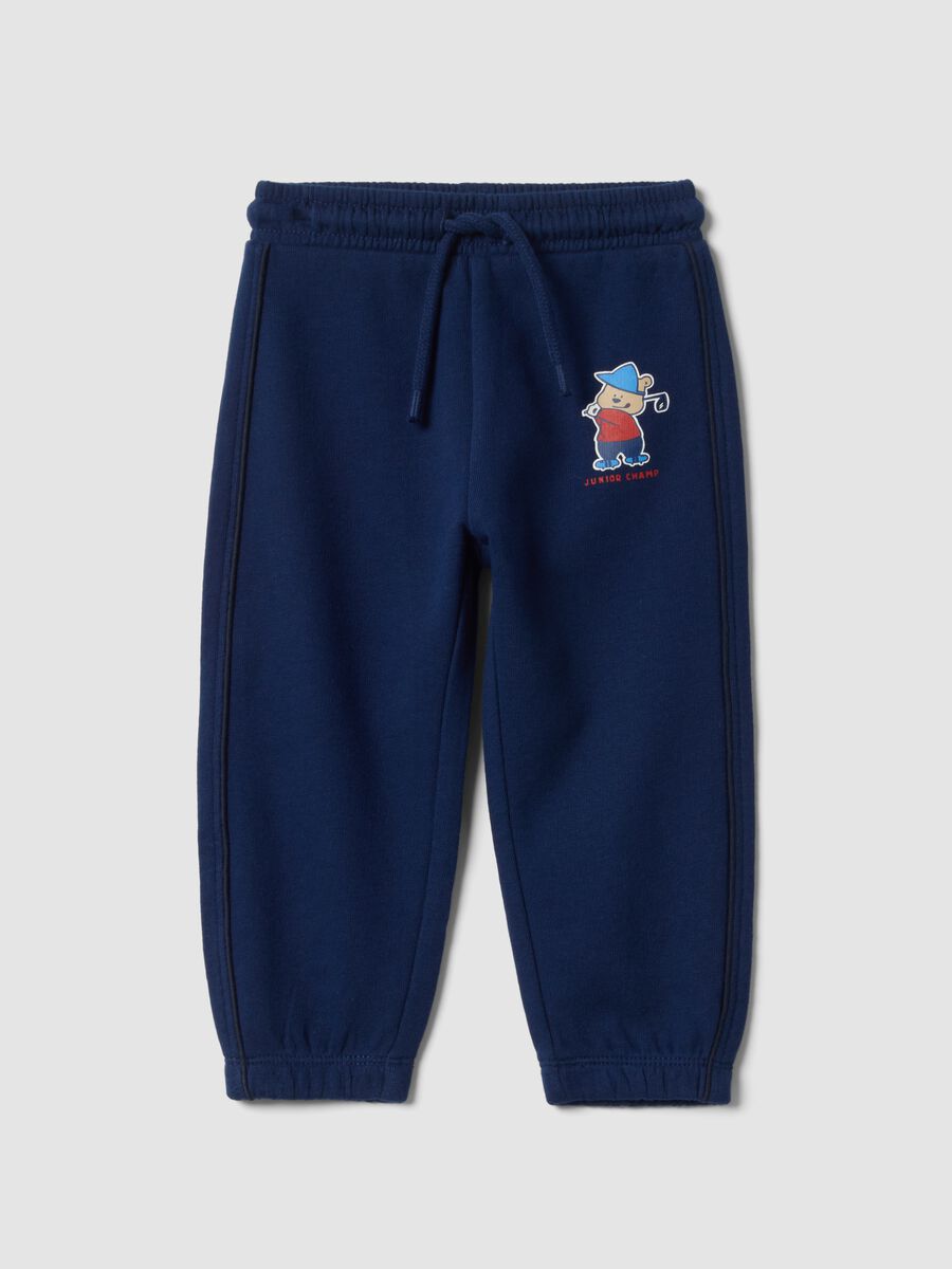Pantaloni jogger blu in puro cotone_0