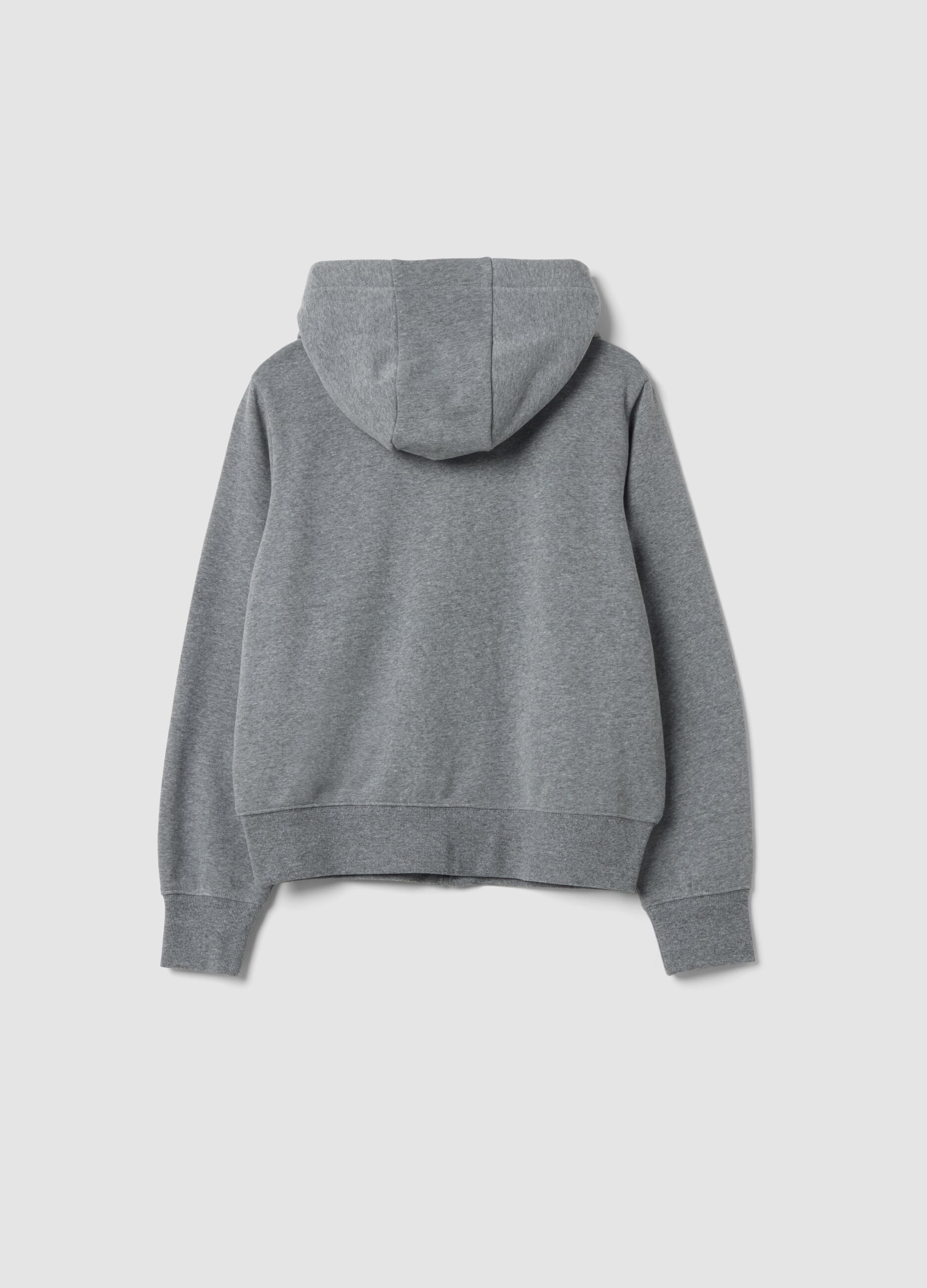 Sweatshirt cinzenta com capuz em algod&atilde;o org&acirc;nico com estampado de estrela, corte regular