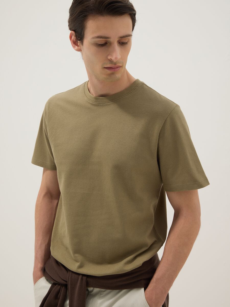 Green pure cotton short-sleeve T-shirt_0