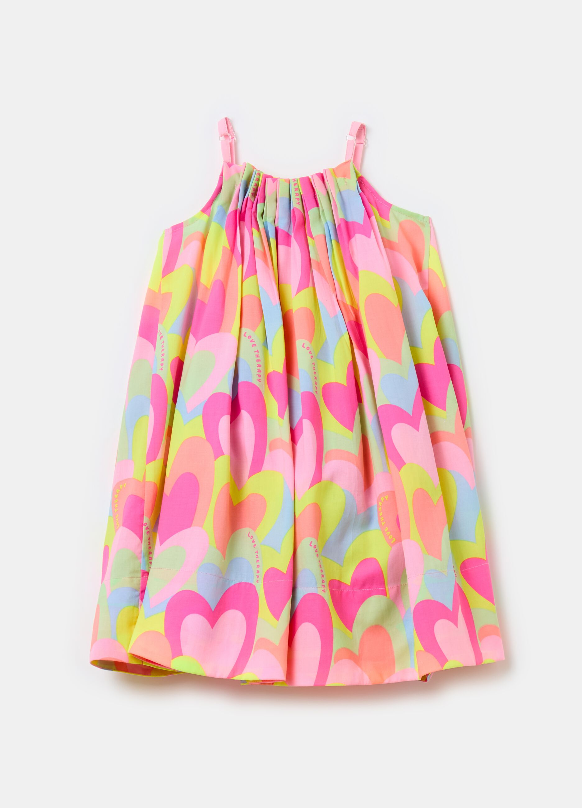 Lyocell dress with multicoloured hearts print